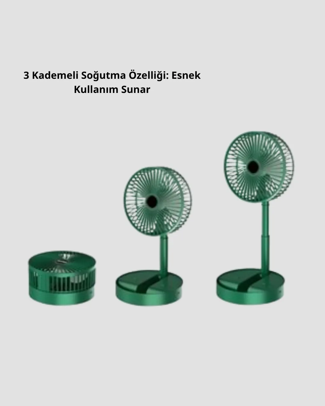 Katlanabilir Mini Fan – 3 Kademeli Soğutma, Şarjlı