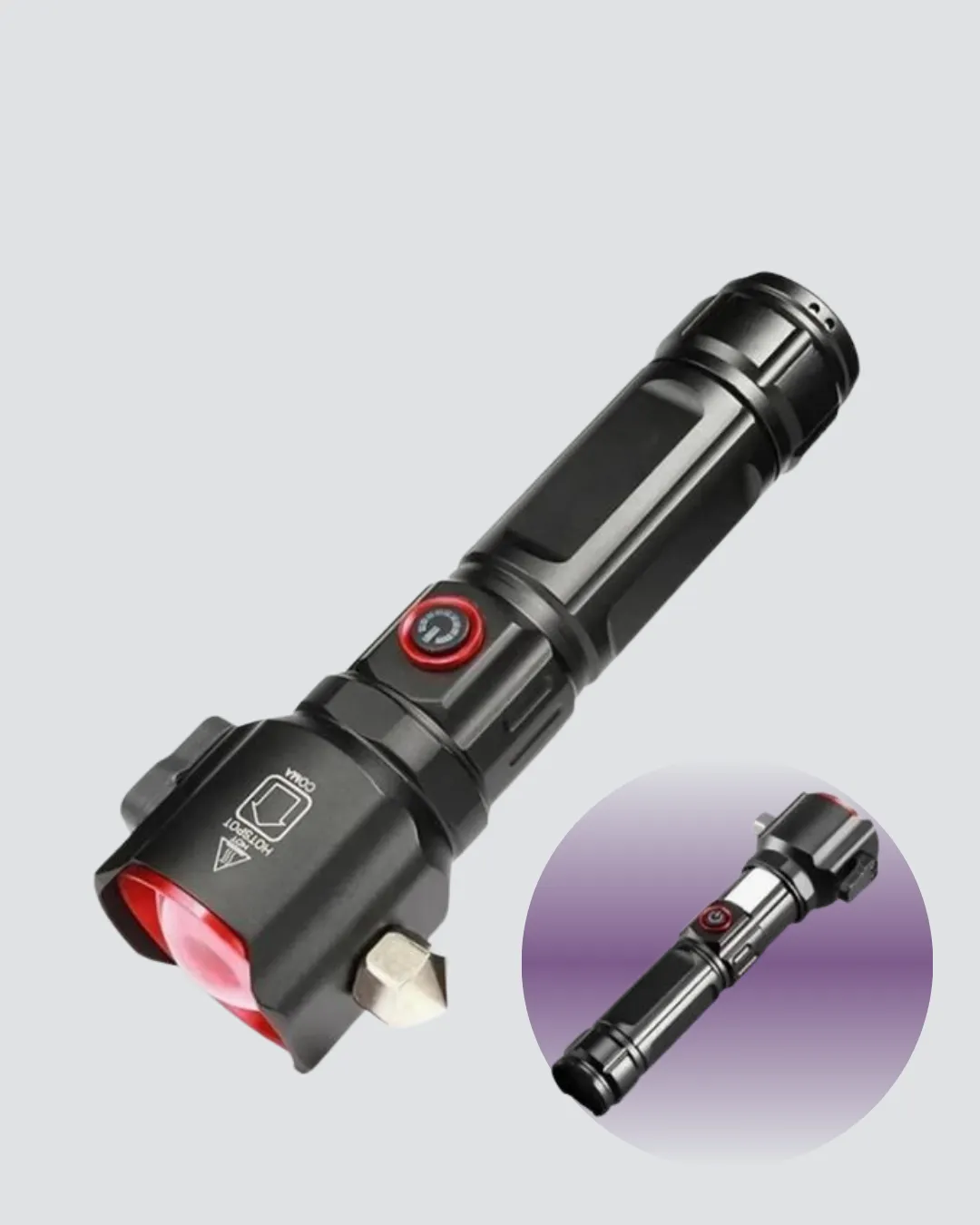 USB Şarjlı Çok Amaçlı El Feneri Çekiçli Pusulalı