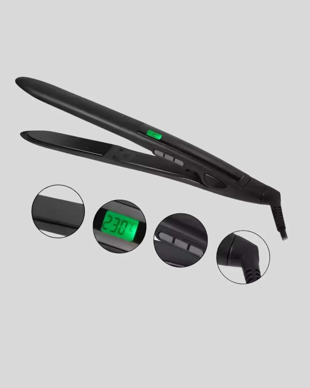 Dijital Ekranlı Isı Ayarlı Saç Düzleştirici –  Titanyum Plaka, Seyahat Dostu Tasarım