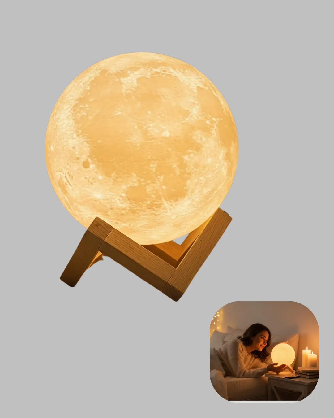 16 Renkli 3D Ay Gece Lambası RGB Modlu Şarjlı