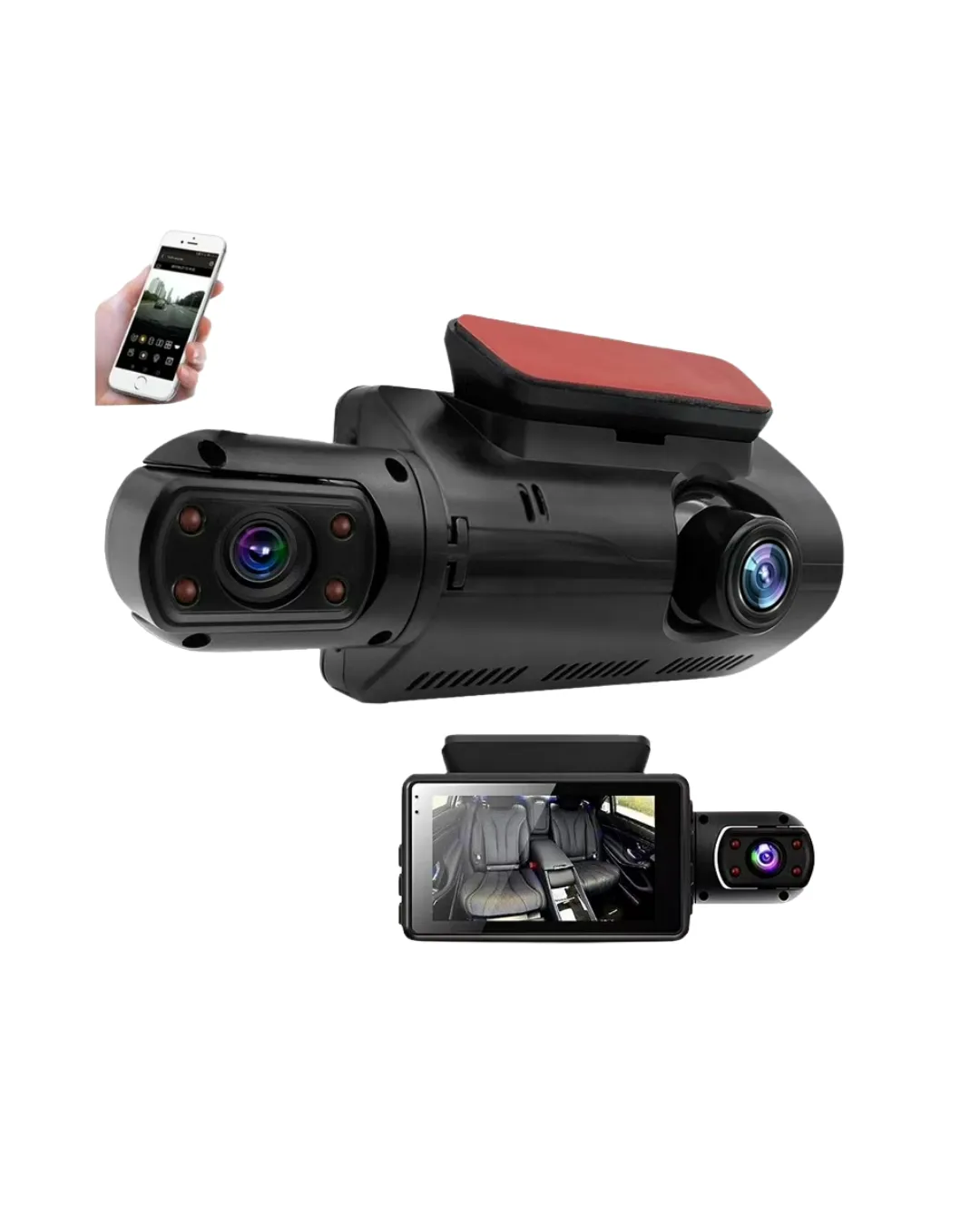 3 inç IPS Ekranlı Full HD Araç Kamerası – WiFi, Gece Görüş ve Hareket Algılama Özellikli Dashcam