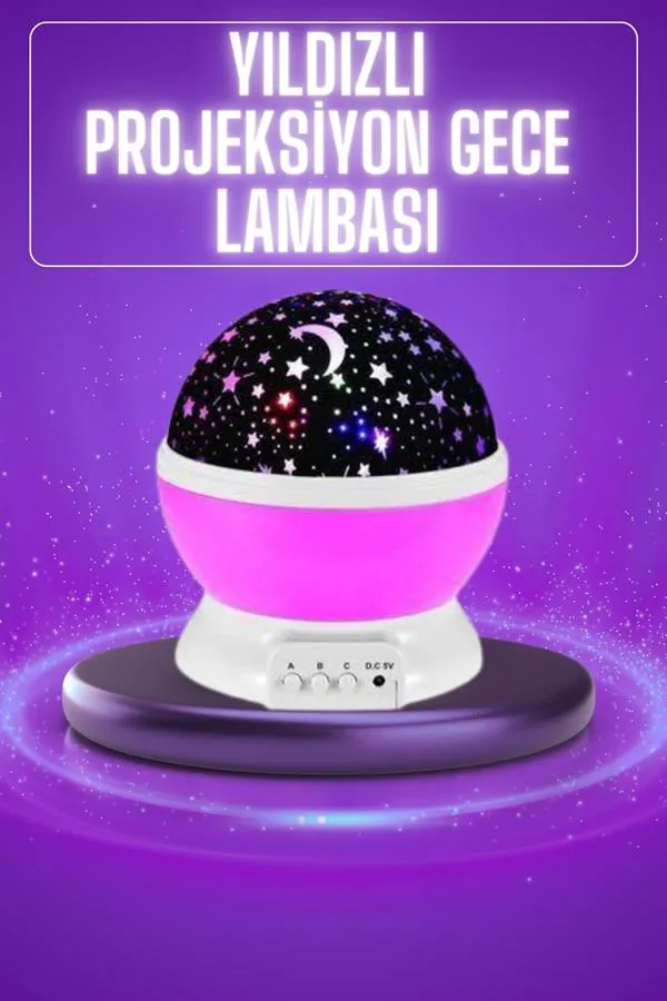 Yıldız Görünümlü Gece Lambası Renkli Masa Lambası Gökyüzü Projeksiyon