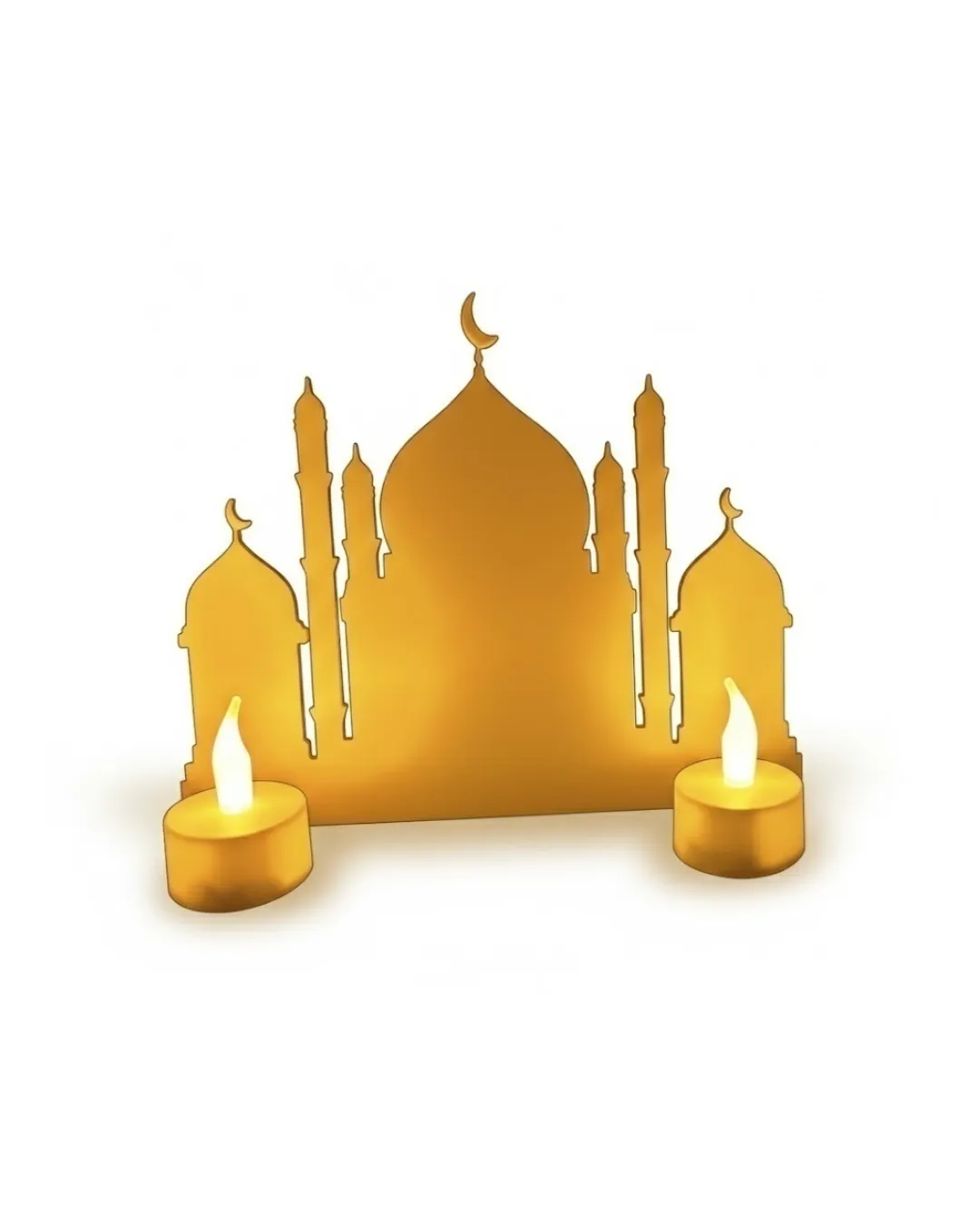 3D Ramazan Cami Dekor 2 Mumlu Işıklı Masa Üstü Biblo