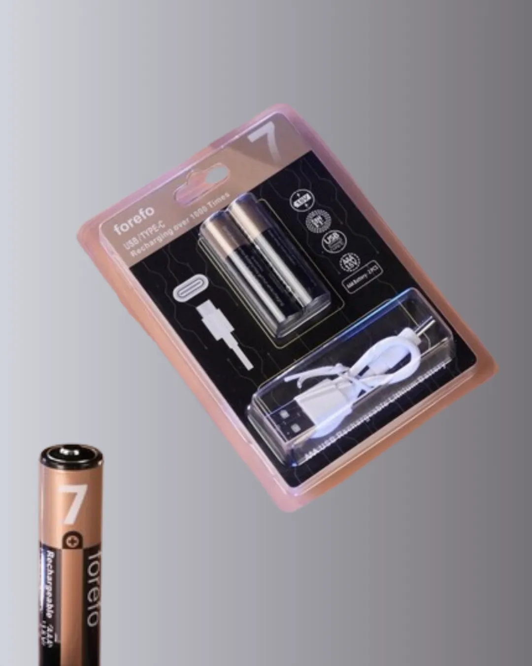 USB Type-C Şarjlı AAA Lityum Pil | 1.5V Sabit Voltaj, 1000+ Şarj Döngüsü ile Uzun Ömür