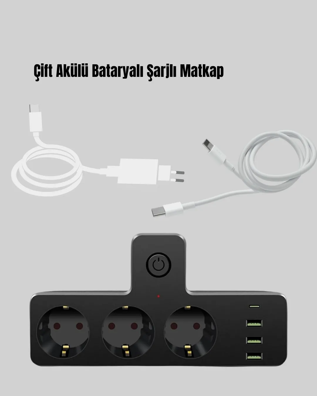 USB ve Type-C Portlu Anahtarlı Çoklu Priz Güç Ünitesi