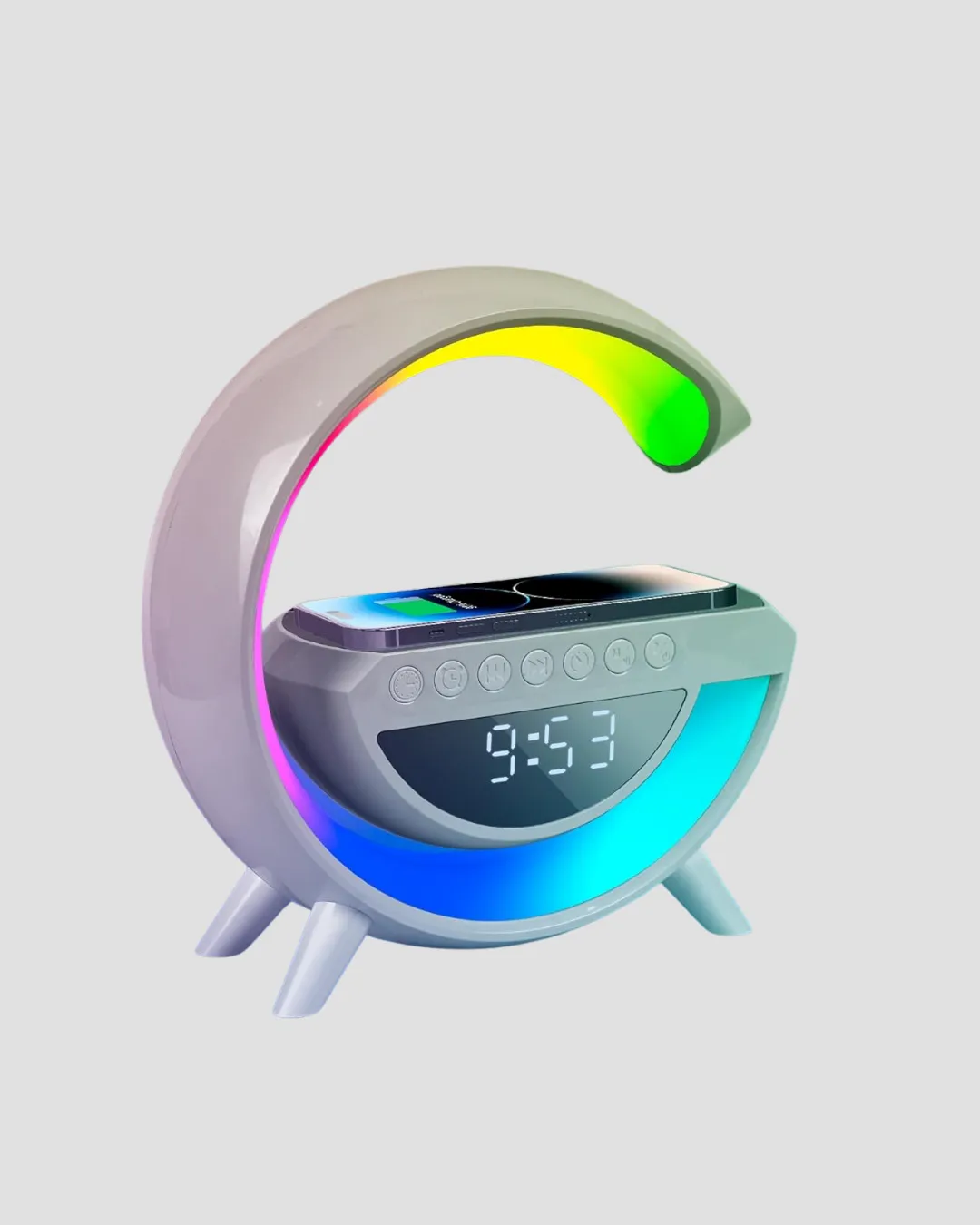 Kablosuz Şarjlı LED Masa Lambası Çalar Saat ve Beyaz Gürültü Özellikli