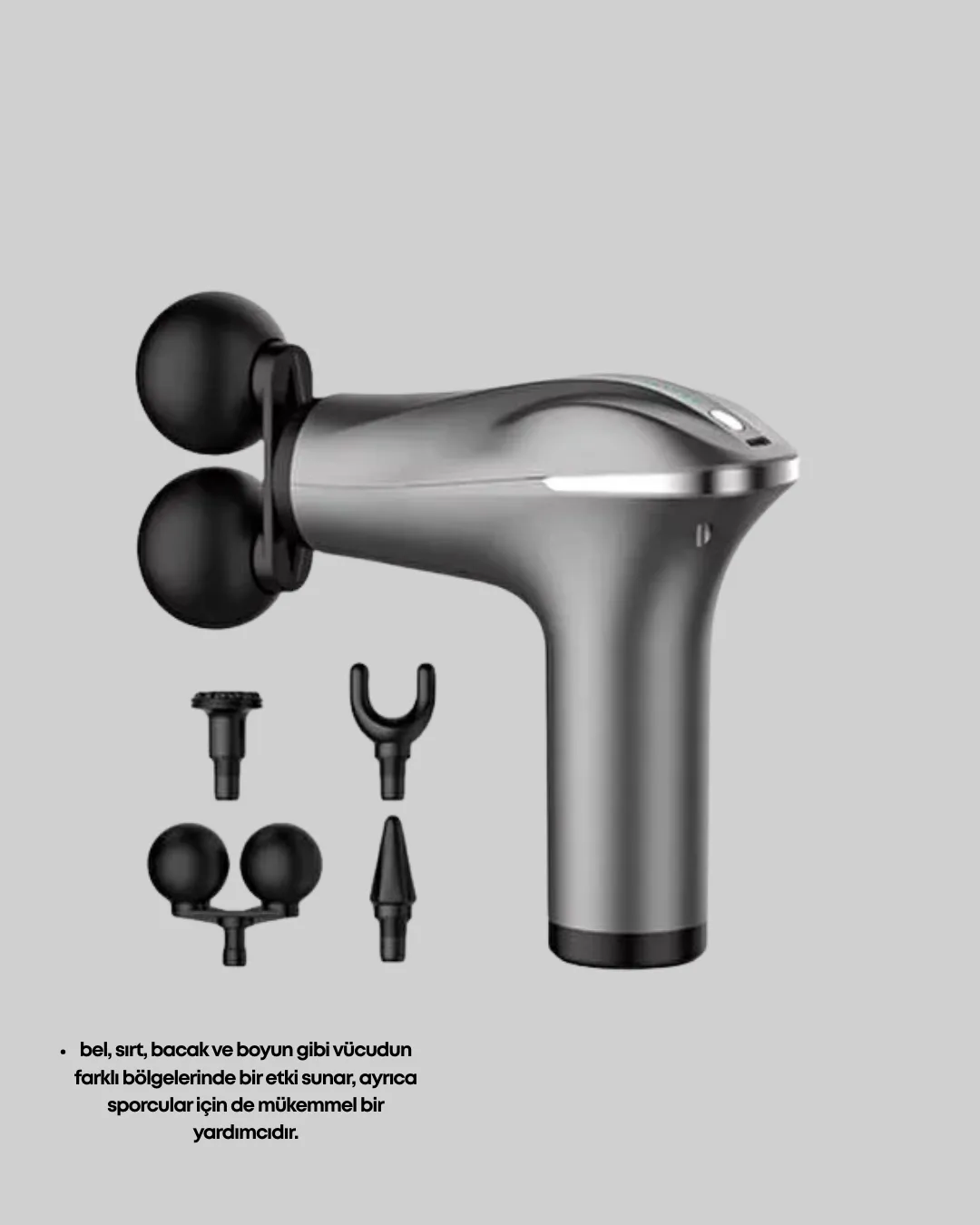 Şarjlı 4 Başlıklı Titreşimli Masaj Aleti Derin Kas Masajı Sporcu Destekli