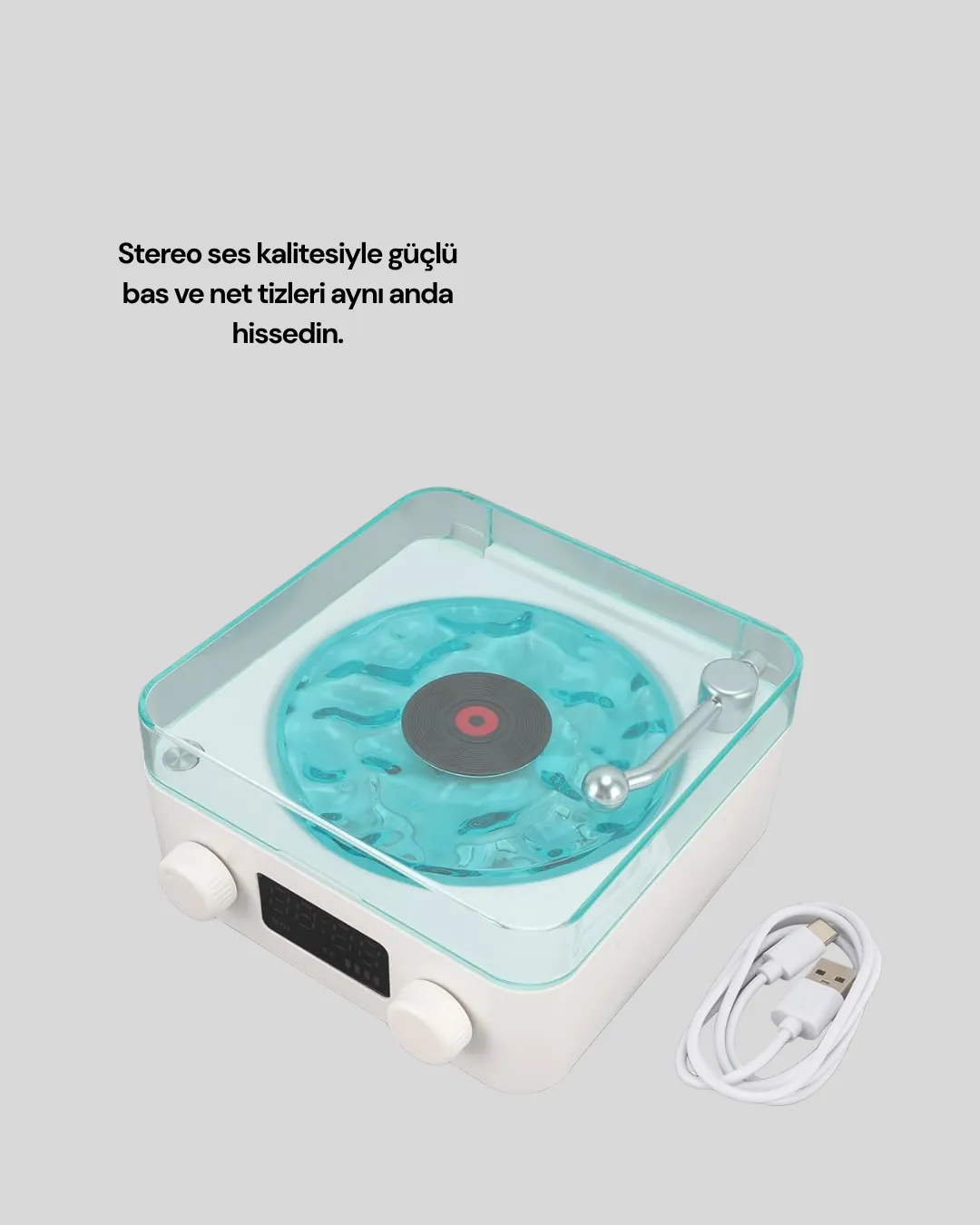 Retro Tasarımlı Gece Lambalı Bluetooth Hoparlör – Saat ve Pil Göstergeli