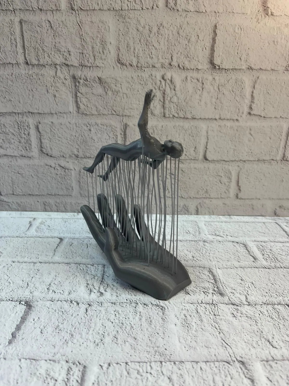 3D El İnsan Figürü Gri Soyut Modern Dekoratif Biblo