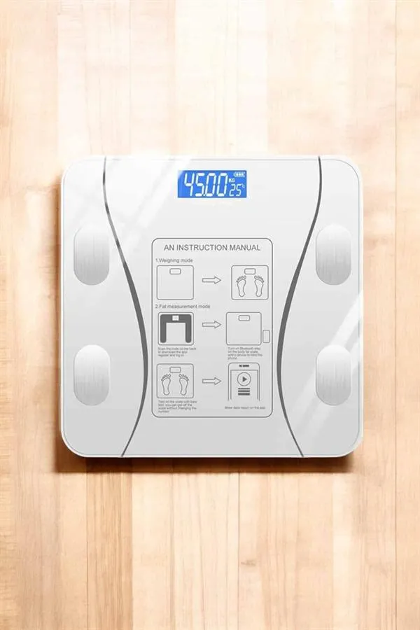 Akıllı Tartı Dijital Baskül Yağ Su Kas Vücut Kitle Kilo Ölçer Tartı