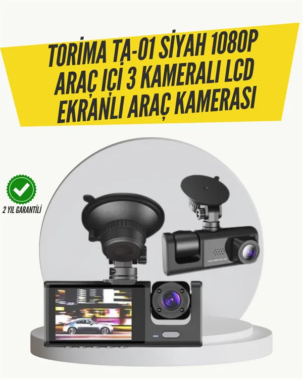 TA-01 3 Kameralı 1080P Araç Kamerası Siyah