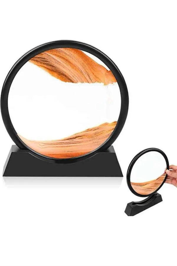 Kum Saati Yuvarlak Şık Kum Tablosu Dekoratif Kum Sulu Kum Saati