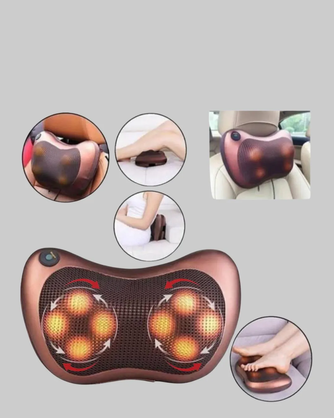 Ergonomik Derin Yoğurmalı Boyun Bel Sırt Masaj Cihazı Priz Çakmak Girişli