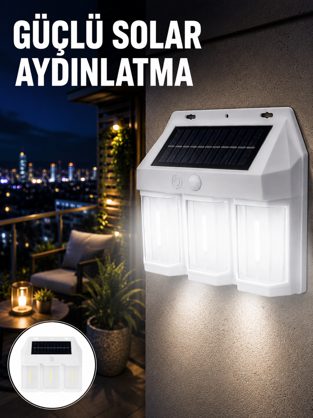 PIR Sensörlü Solar Lamba – Otomatik Şarj ve Gece Aydınlatma
