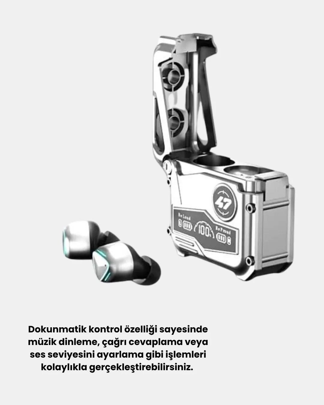 IPX5 Su Geçirmez Kablosuz Bluetooth Kulaklık – Powerbank Şarj Kutulu, Düşük Gecikmeli Oyun Modu