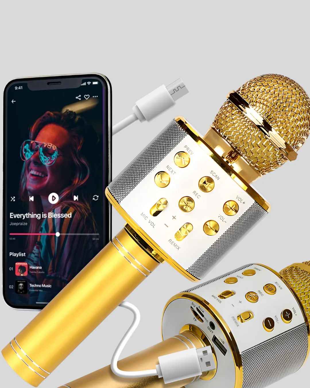 Bluetooth Karaoke Mikrofon Şarjlı Uzun Pil Ömürlü Çok Fonksiyonlu