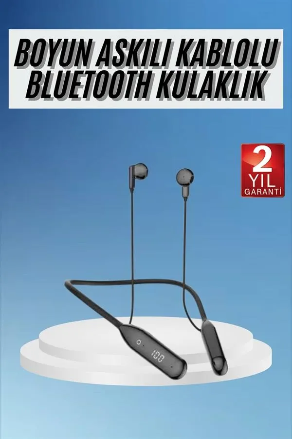 Boyun Bantlı Kablolu Yüksek Ses Kaliteli Bluetooth Kulaklık Uzun Pil Ömrü