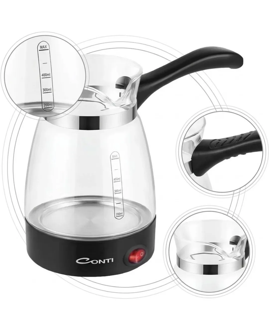 Cam Cezve Kahve Makinesi 650W Elektrikli 5 Fincan Kapasiteli Türk Kahvesi Makinesi