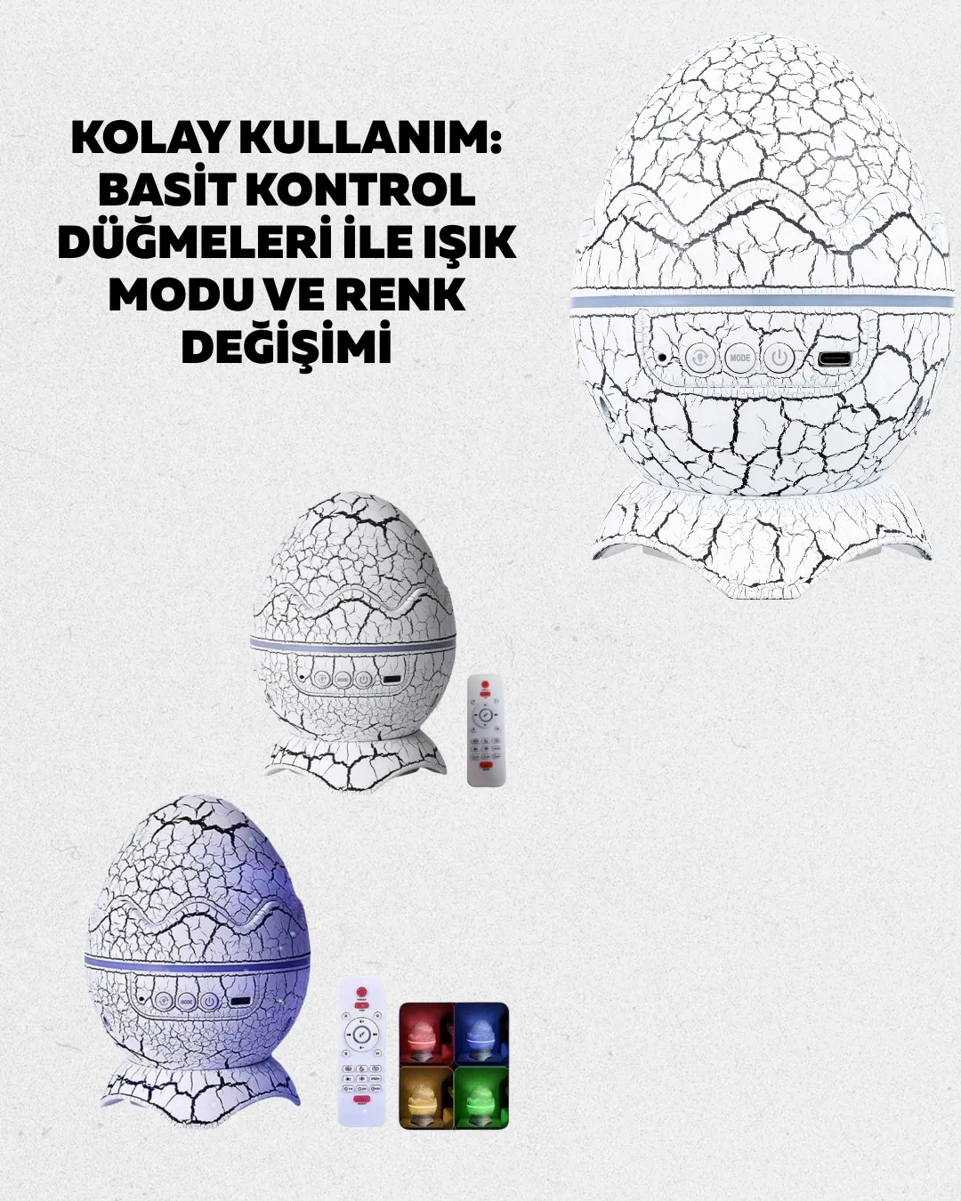 Bluetooth Bağlantılı Dinozor Yıldız Projektör Gece Lambası ve Uyku Yardımcısı