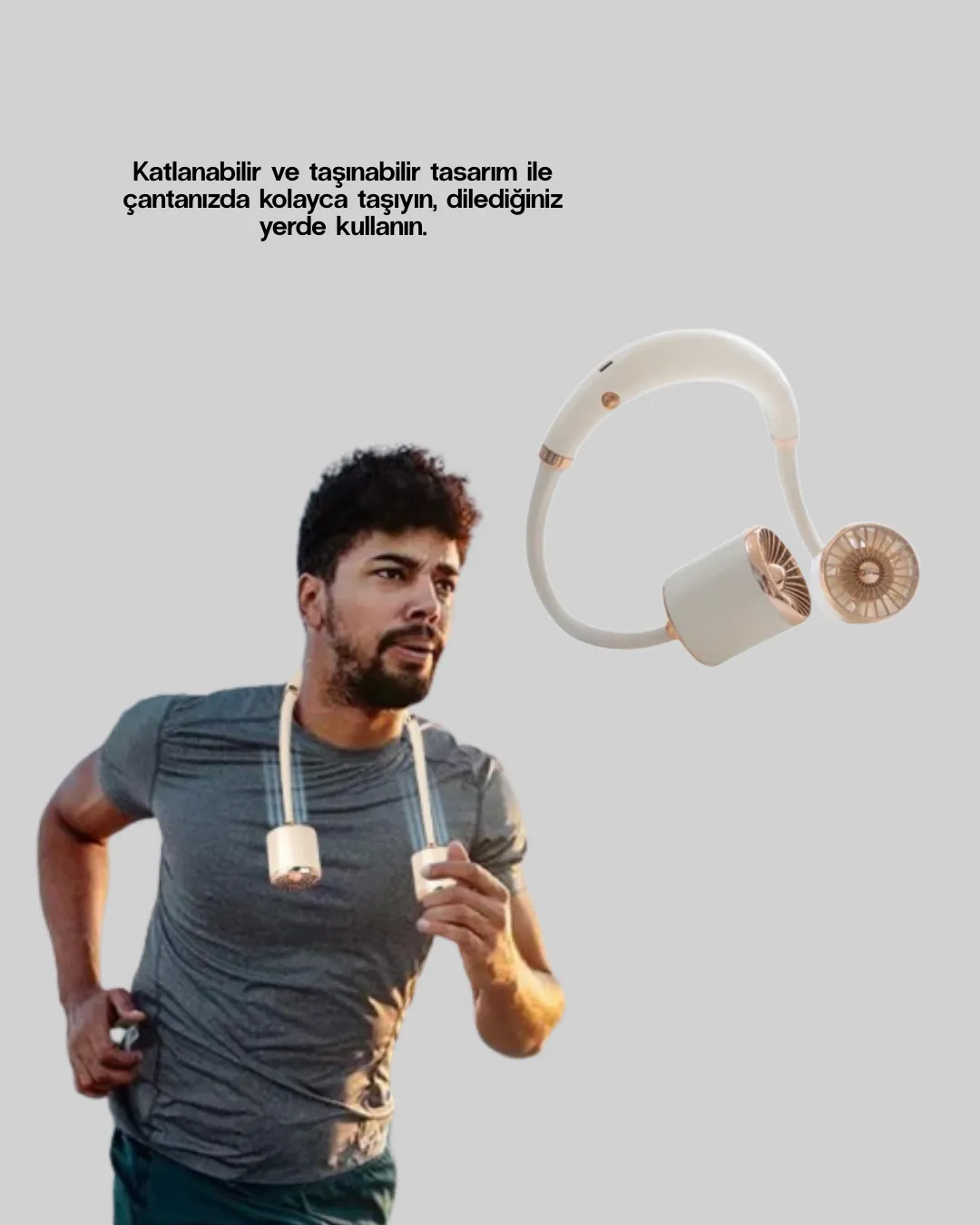 Boyun Askılı Katlanabilir Fan 1000 mAh USB Şarjlı Taşınabilir