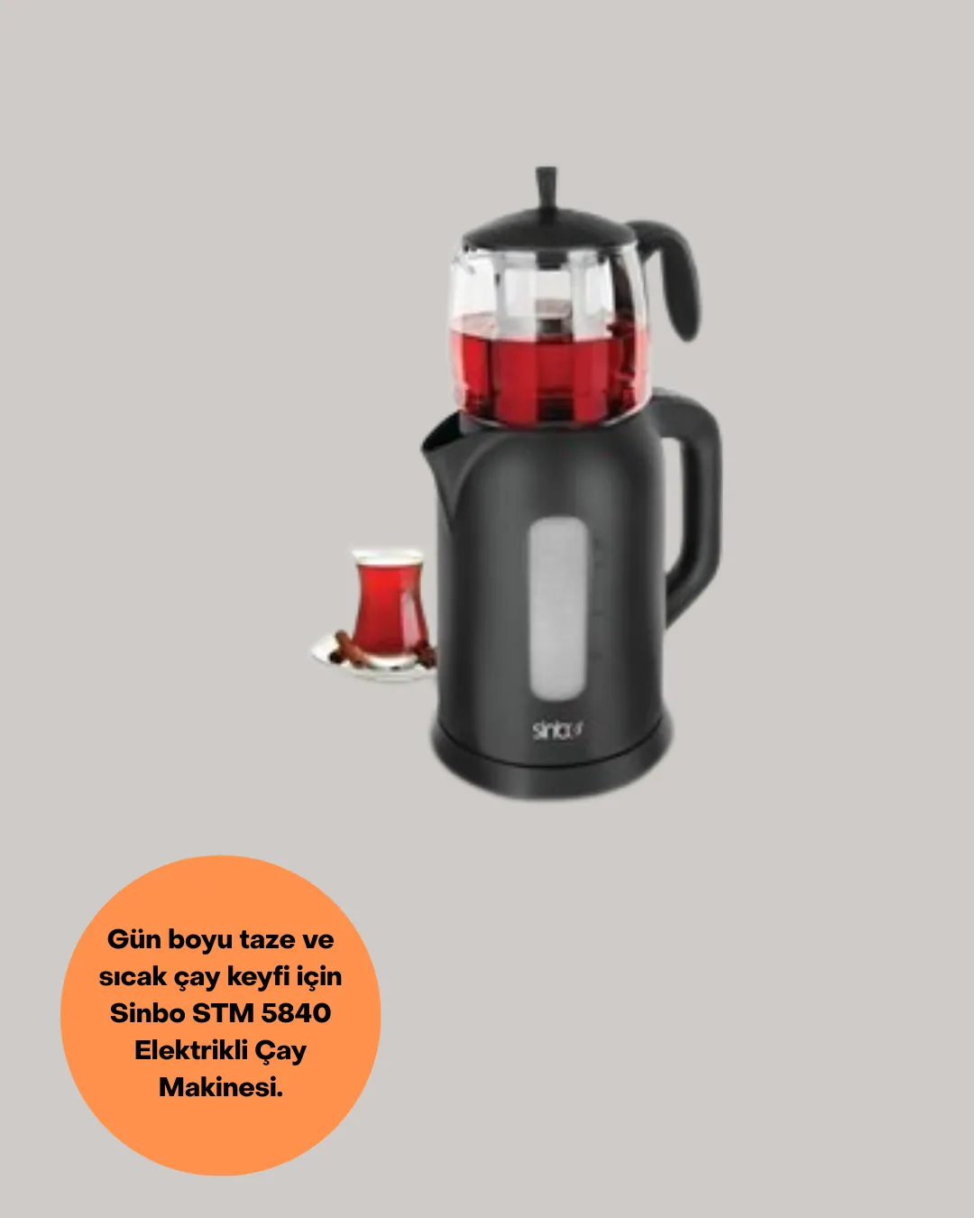 0,9 L Cam Demlik ve 1,7 L Su Haznesi ile Çay Keyfi