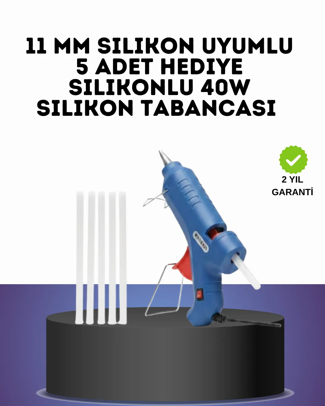 40W Sıcak Silikon Tabancası 5 Silikon Hediyeli Dayanıklı Tasarım
