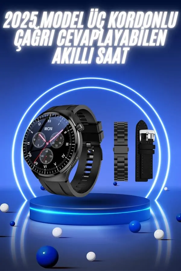 Akıllı Saat Yeni Nesil Üç Kordonlu Nabız Ölçer Çağrı Cevaplama