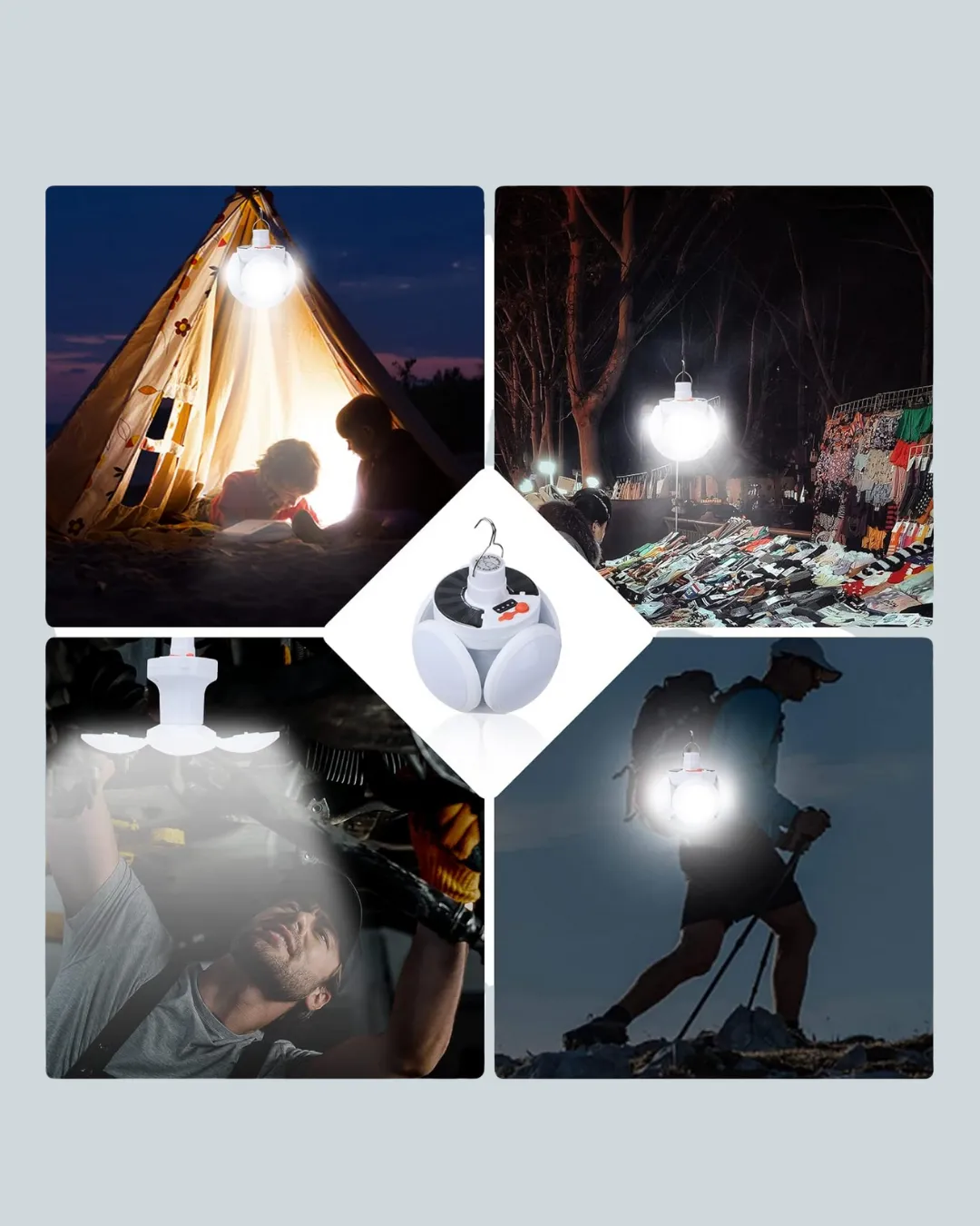 Uzaktan Kumandalı, 360 Derece Katlanabilir Solar LED Aydınlatma Çadır Lambası