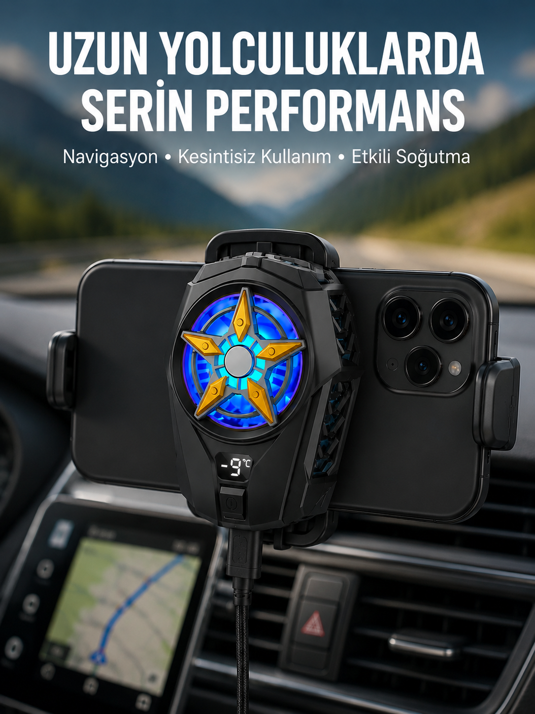 Mobil Cihaz Soğutma Radyatörü – Metal+ABS, Type-C Kablolu