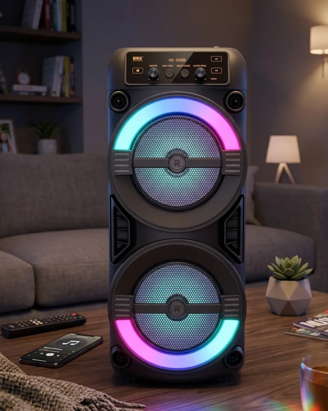 RGB Işıklı Taşınabilir Bluetooth Hoparlör Güçlü Stereo Ses