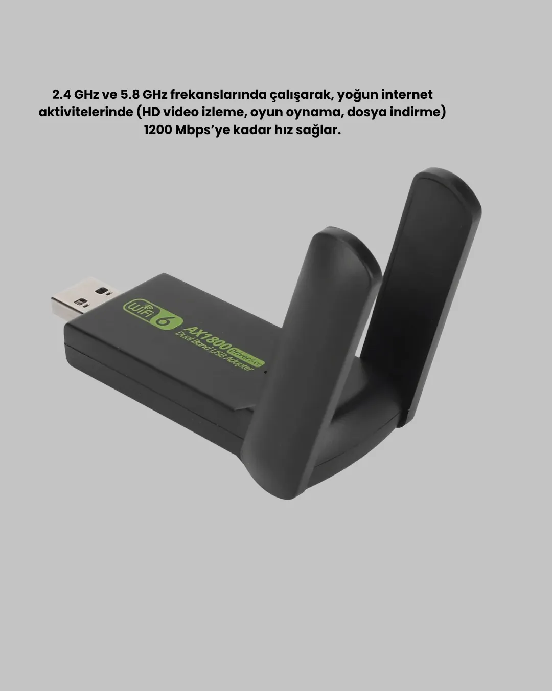 1200 Mbps Dual Band WiFi Adaptör – 5.8G & 2.4G Çift Antenli