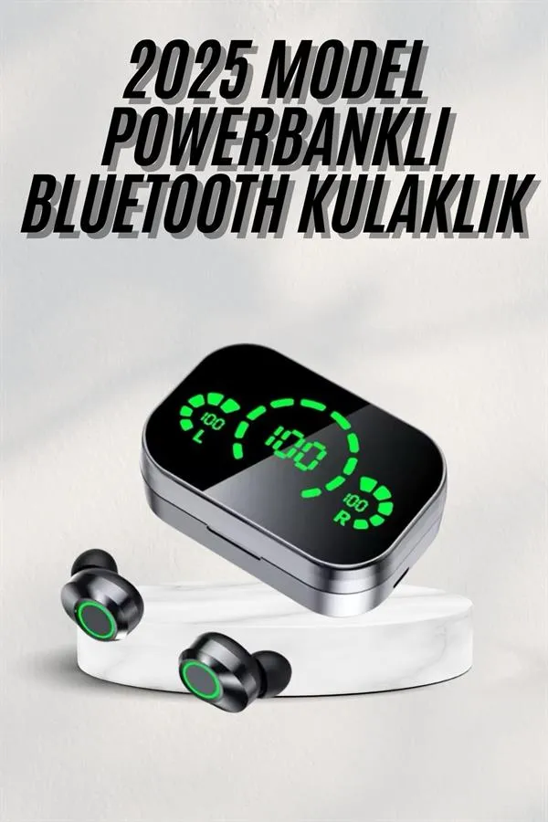 Yeni Nesil Bluetooth Kulaklık Çağrı Cevaplayabilen Dijital Göstergeli Powerbankli