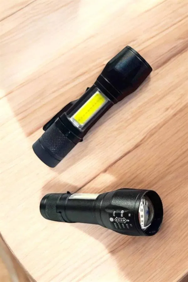 Şarjlı Metal Zoomlu El Feneri Işıldak Led Işık Taşınabilir El Lambası