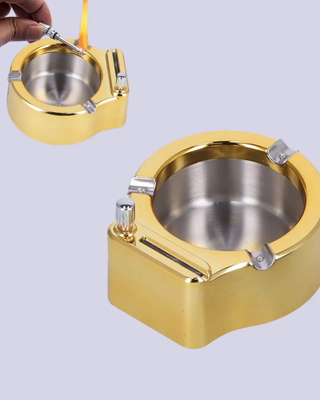 Çakmak Entegreli Küllük Yeniden Doldurulabilir Metal Gövde