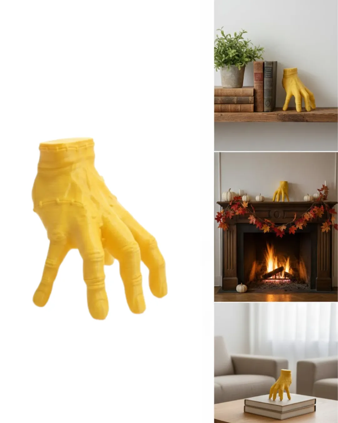 3D Sarı El Heykeli 17x16 cm Raf ve Masa Üstü Dekor